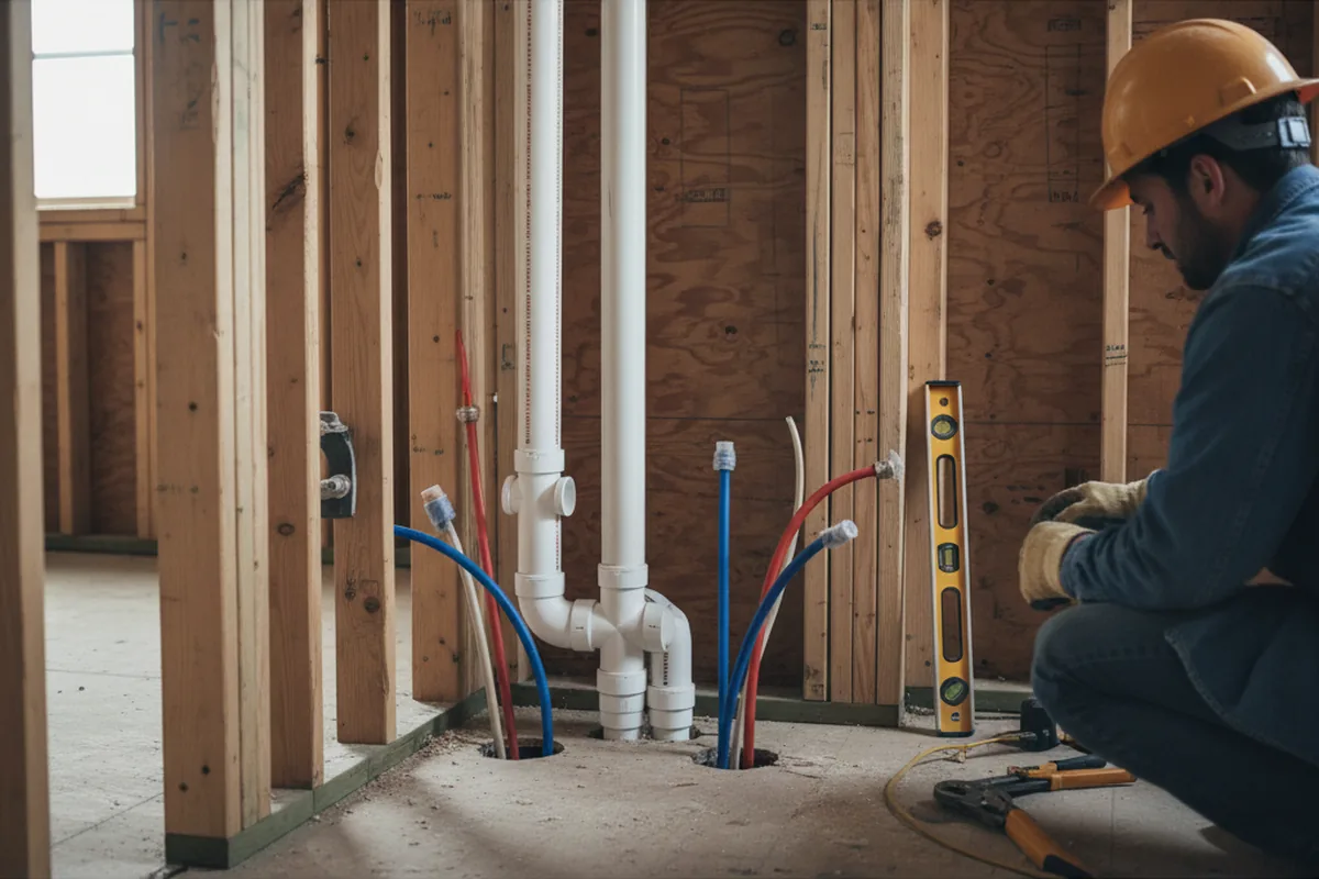 Drain and supply rough-in during Drain Cleaning in New Summerfield
