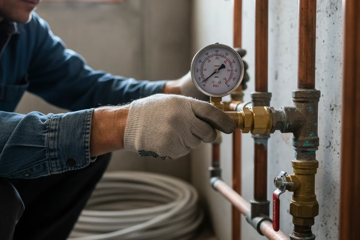 Pressure testing a repaired line during Water Line Repair in New Summerfield